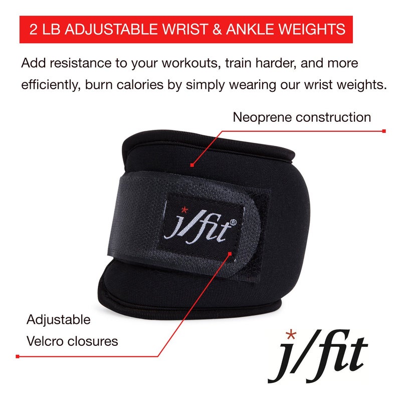 JFIT Wrist Straps for Fitness, 2 LB Pair - Medium/Large Adjustable - Image 3